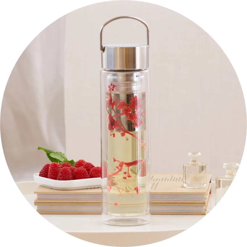 Eigenart glass drinking bottle Flowtea Cherry Blossom